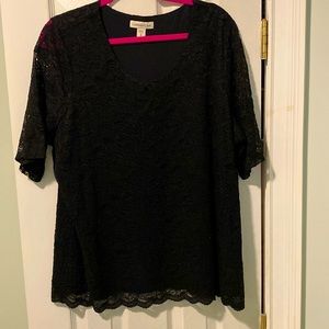 Ladies’Coldwater Creek black lace overlay blouse
